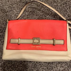 Kate spade ♠️ neon pink & beige long strap, crossbody purse
